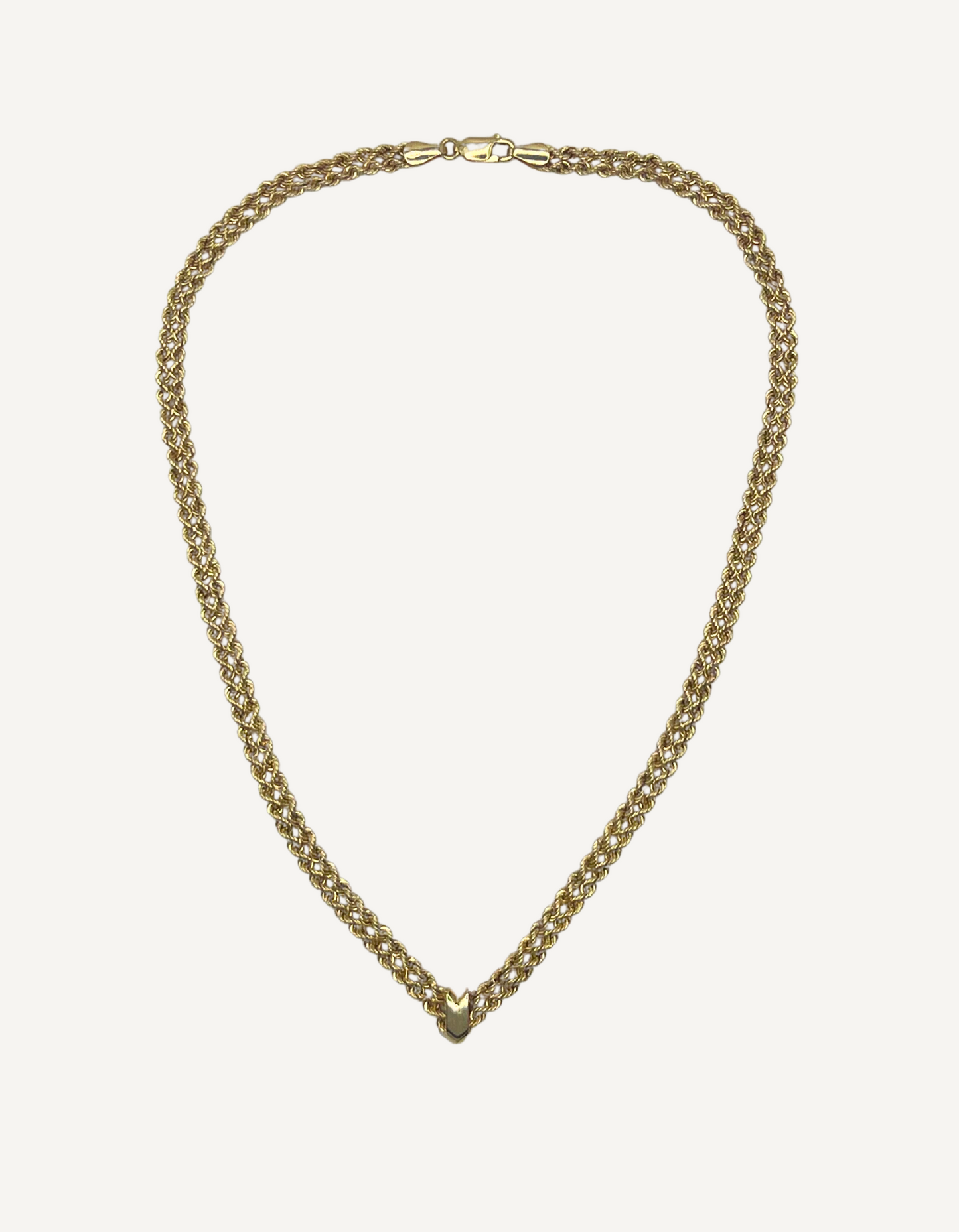 14K Double Rope V Shape Necklace