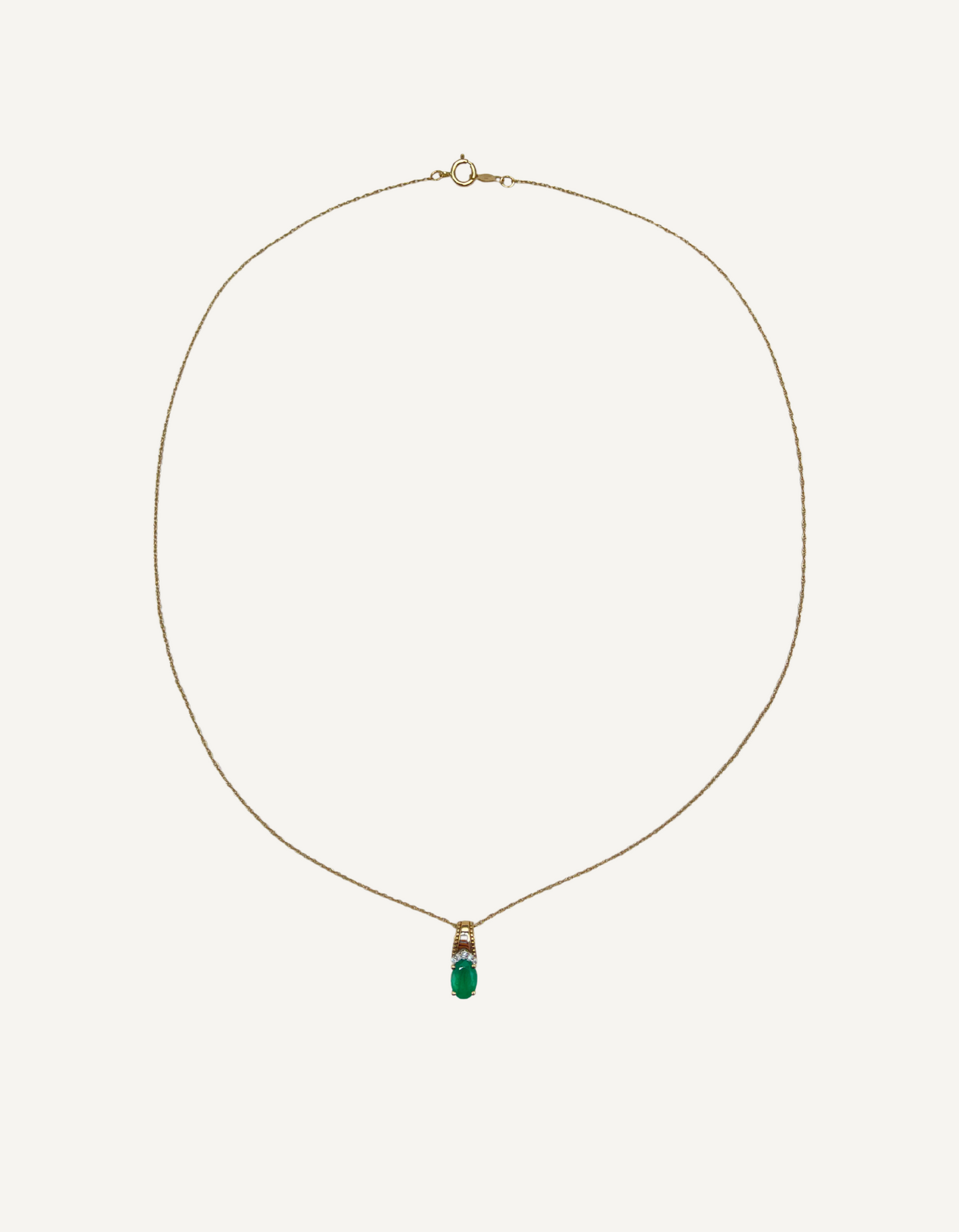 10K Emerald and Diamond Pendant Necklace