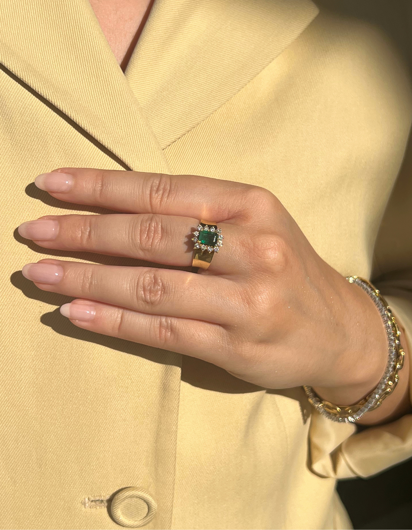 18K Emerald and Diamond Ring