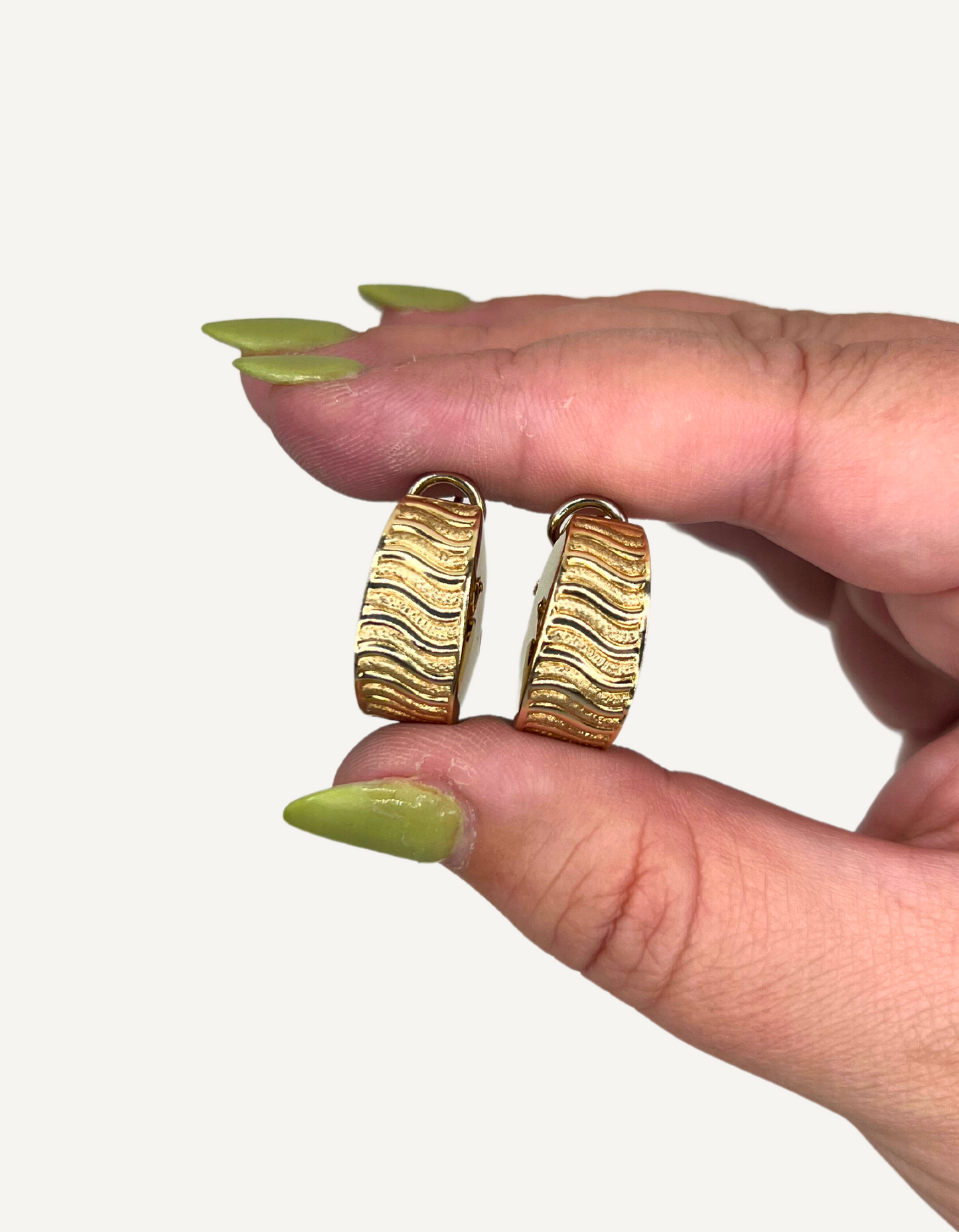 14K Omega Back Textured Earrings