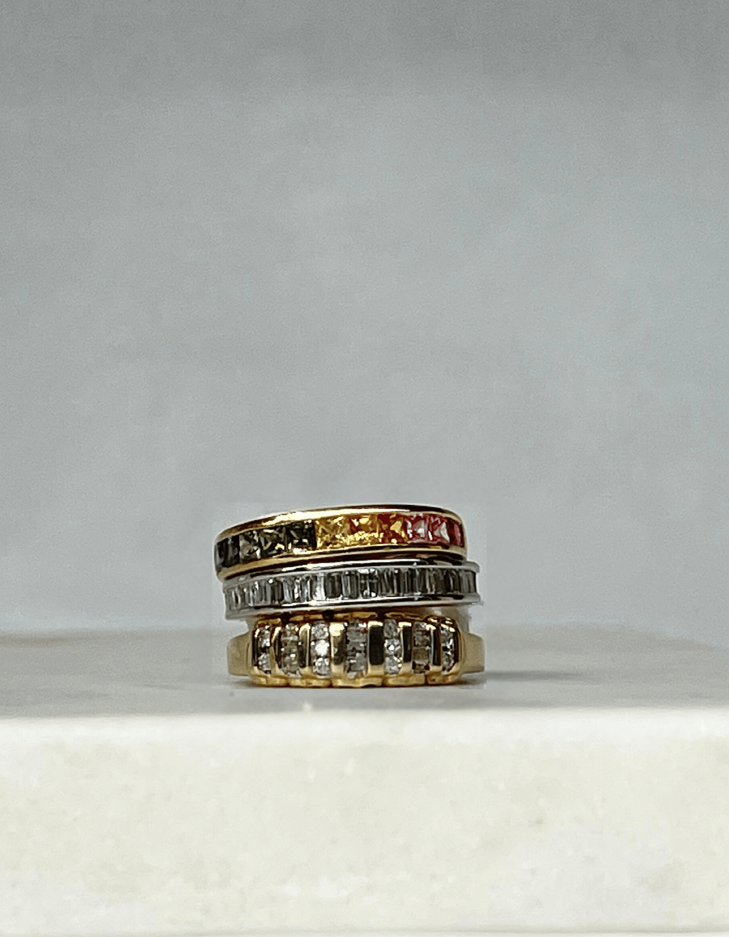 14K Rainbow Channel Set Ring