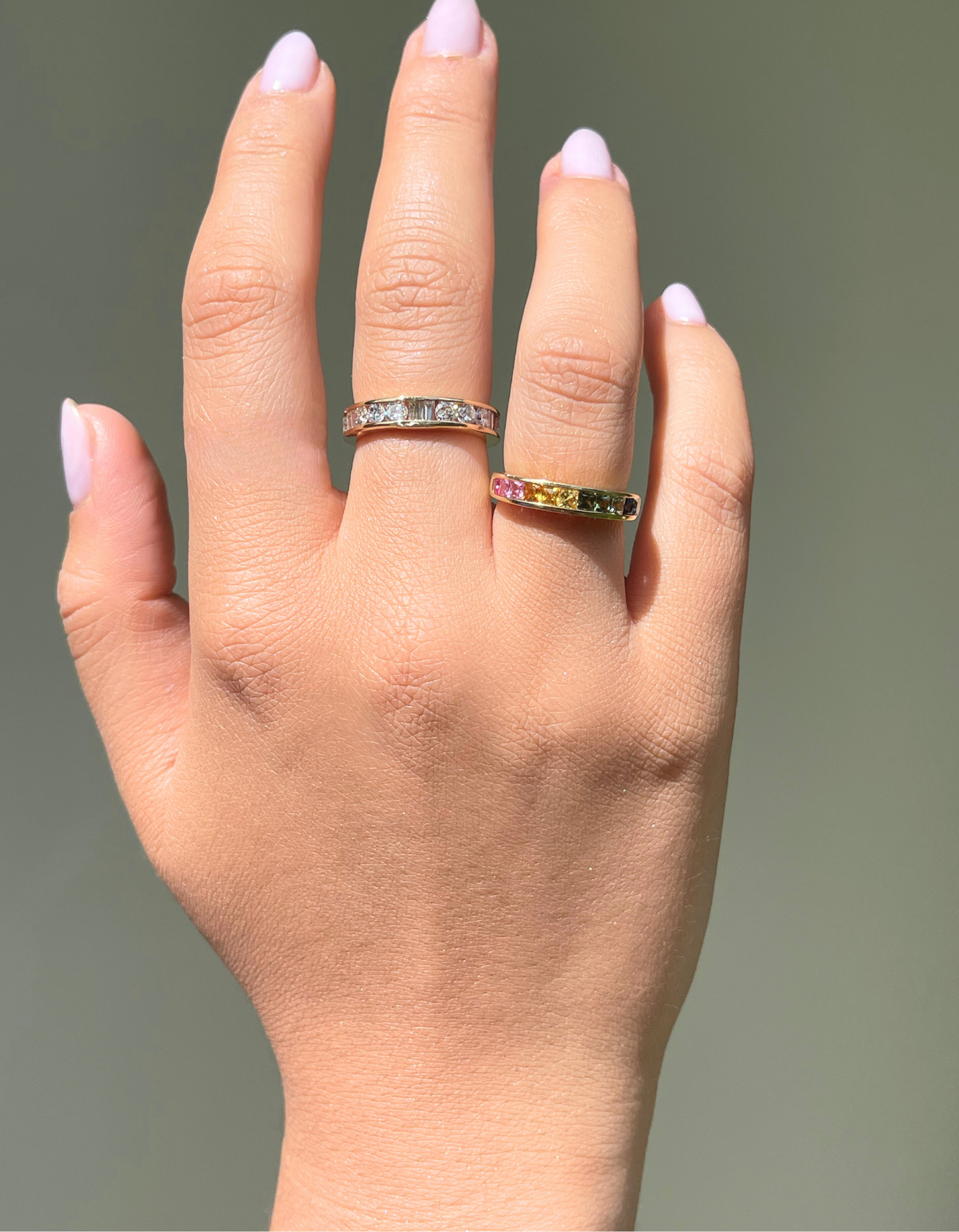 14K Rainbow Channel Set Ring
