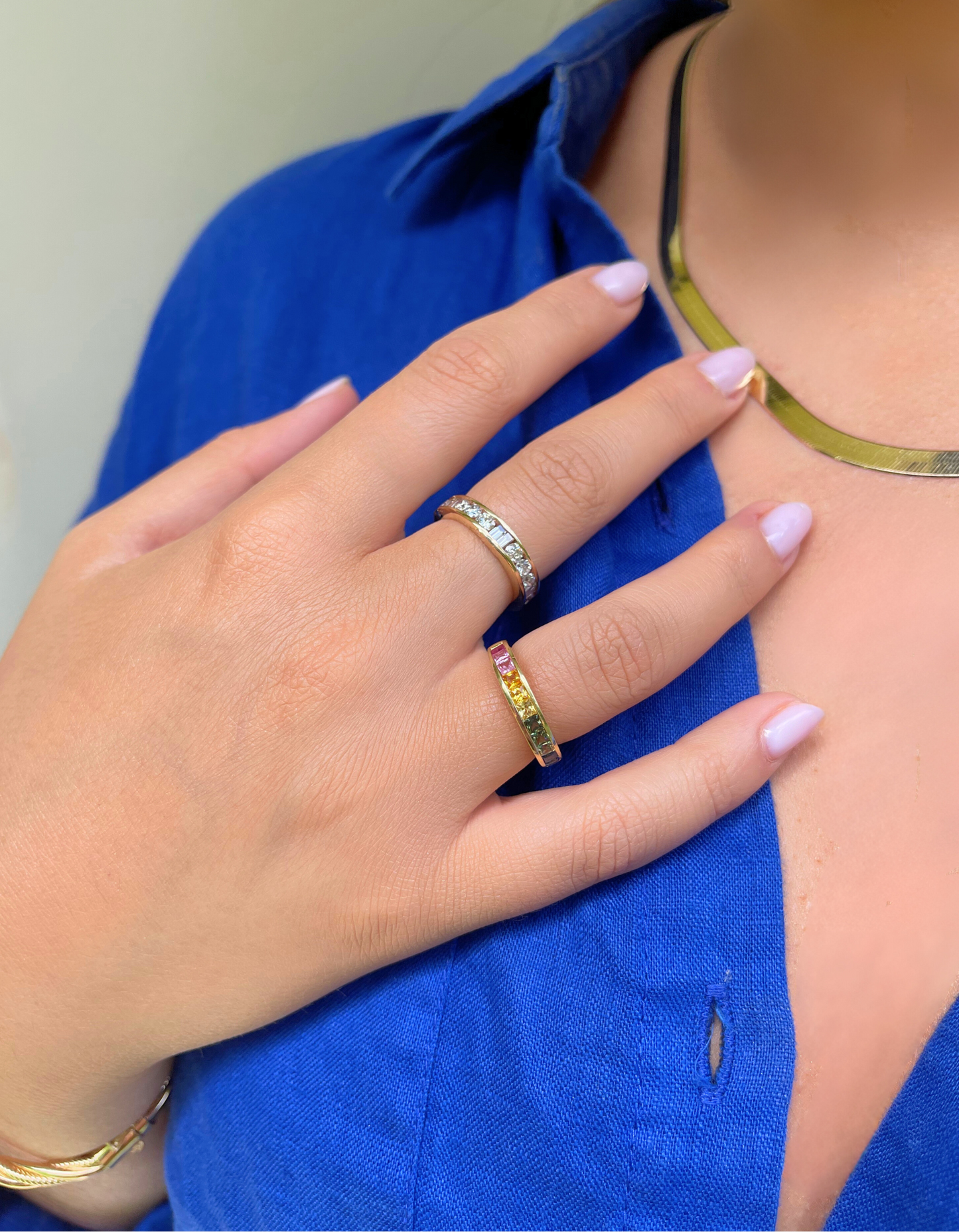 14K Rainbow Channel Set Ring