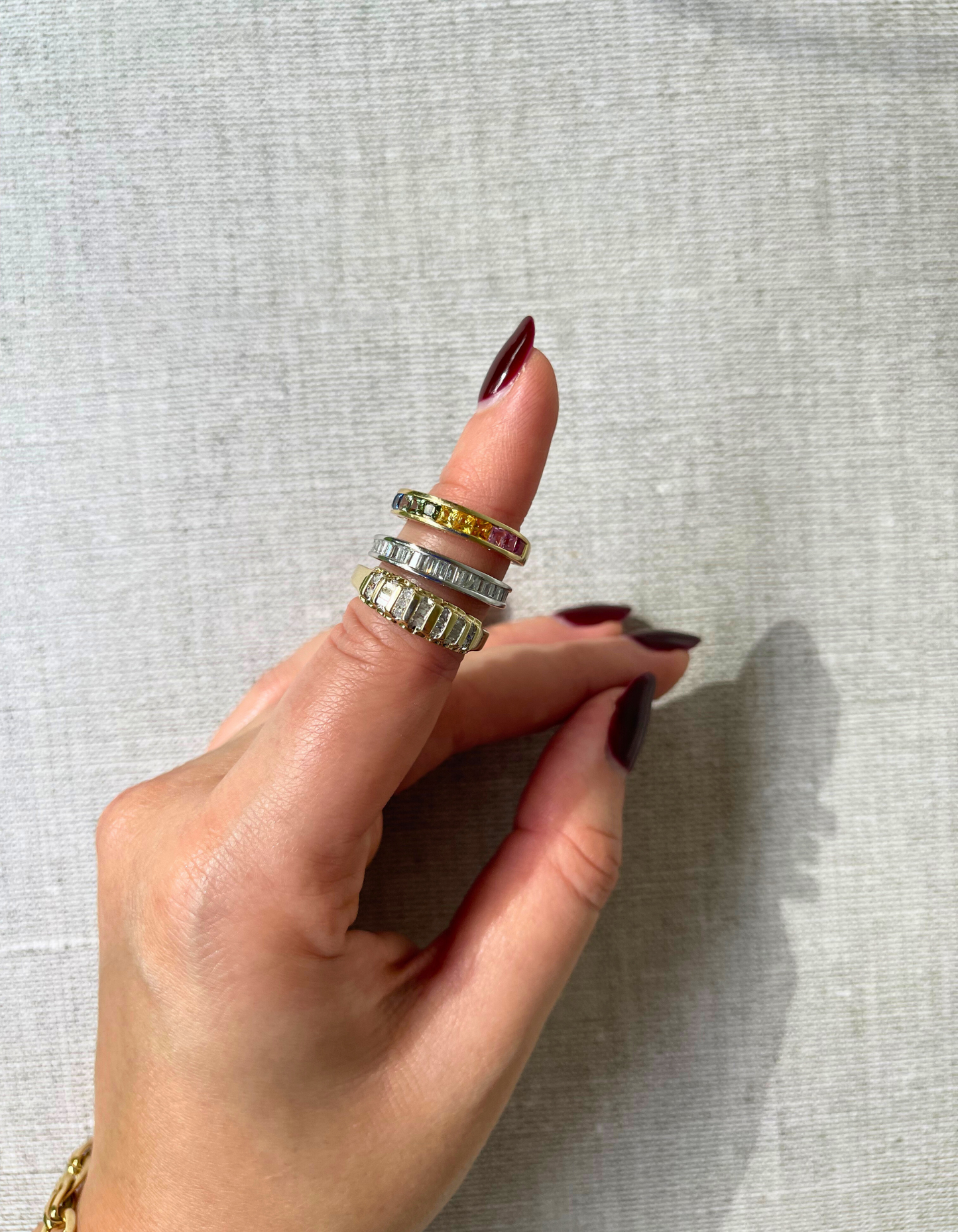 14K Rainbow Channel Set Ring