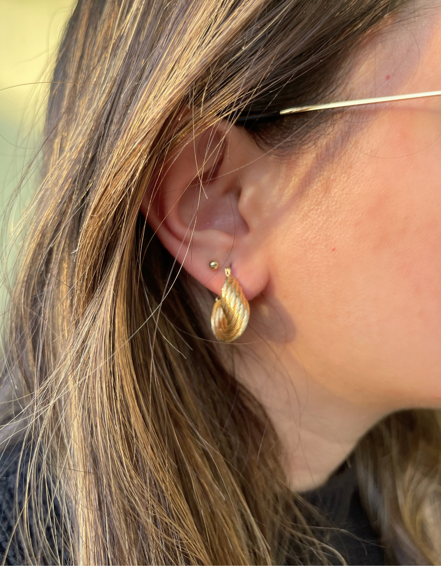 14K Twisted Six Hoop Earrings