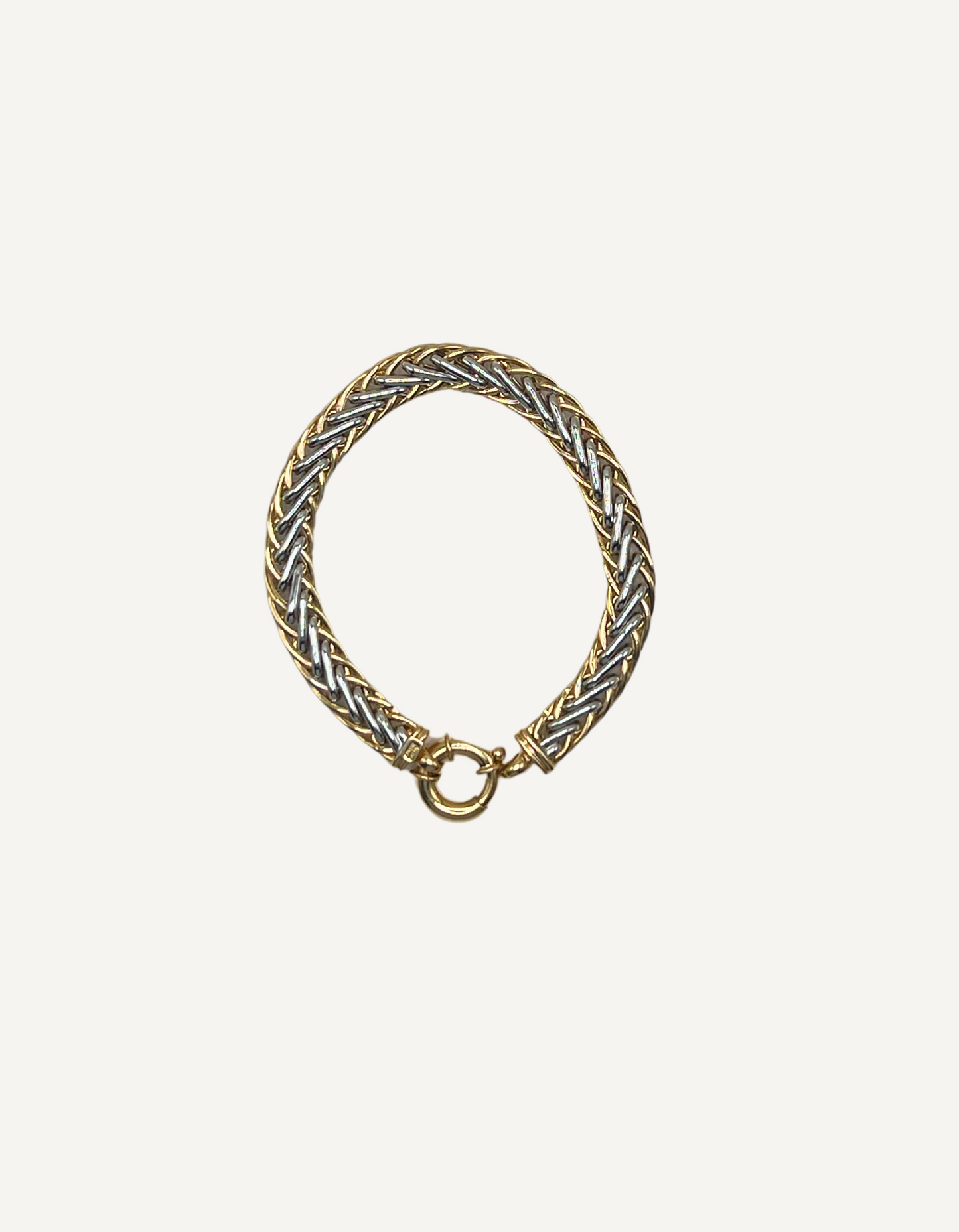 14K Two Tone Woven Chain Bracelet