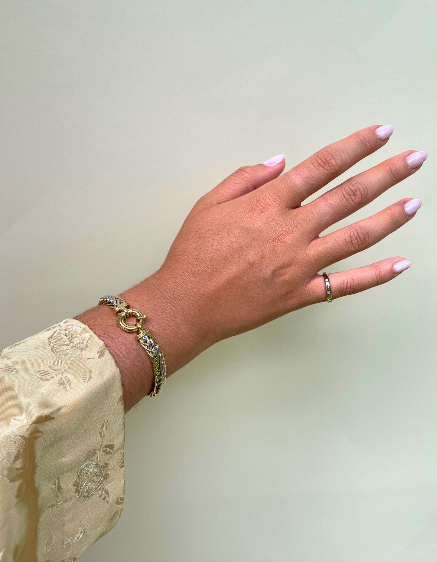 14K Two Tone Woven Chain Bracelet