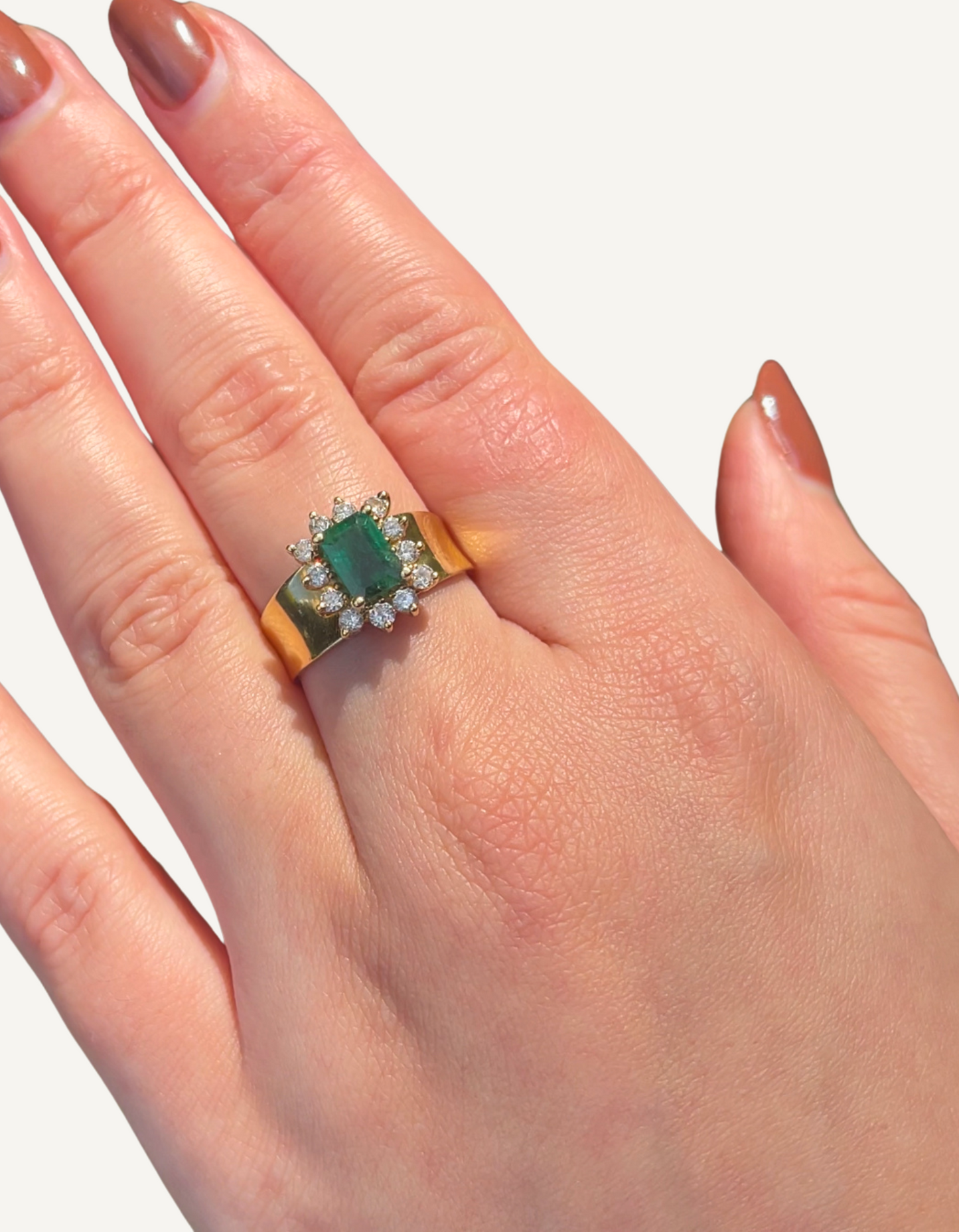 18K Emerald and Diamond Ring