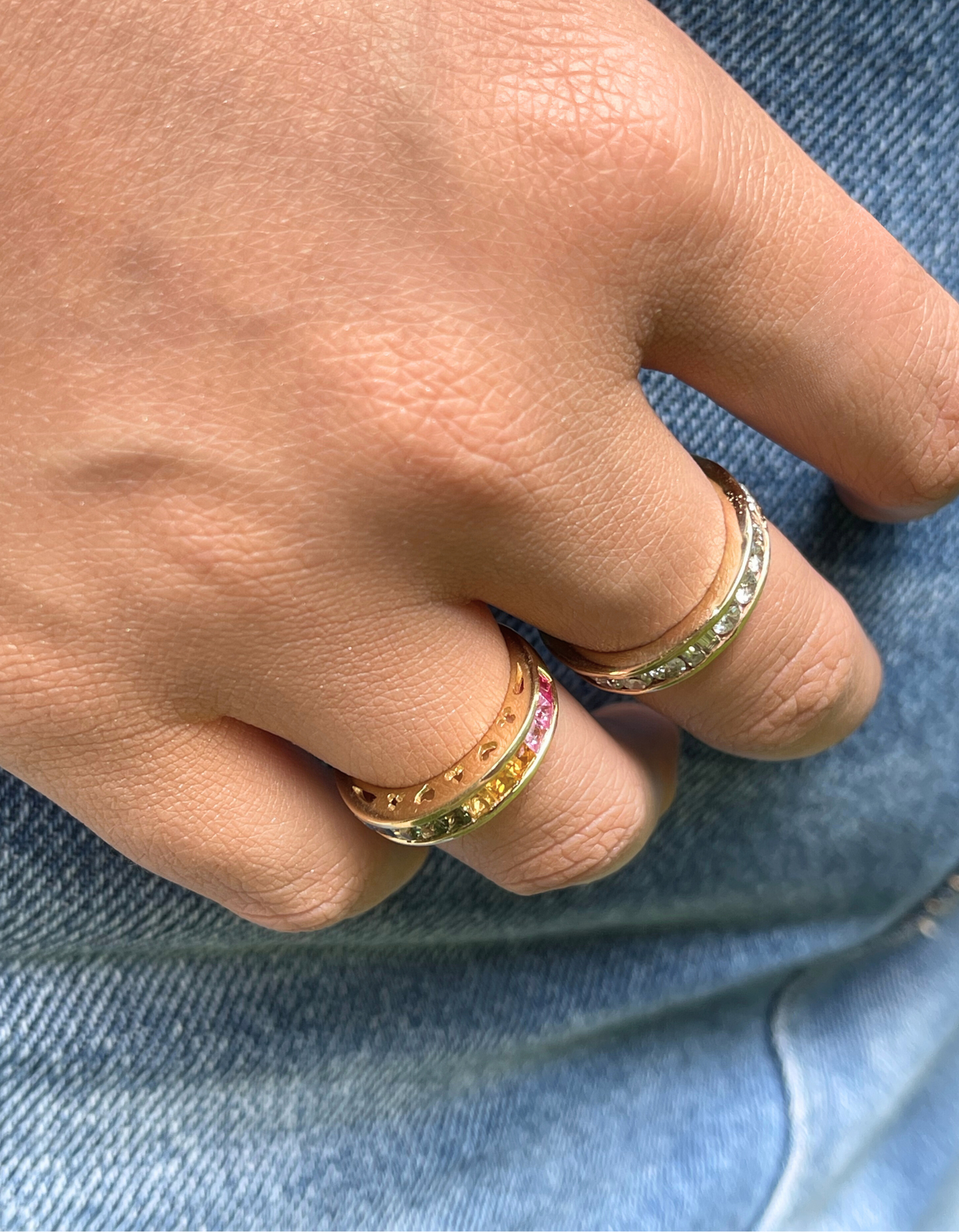 14K Rainbow Channel Set Ring