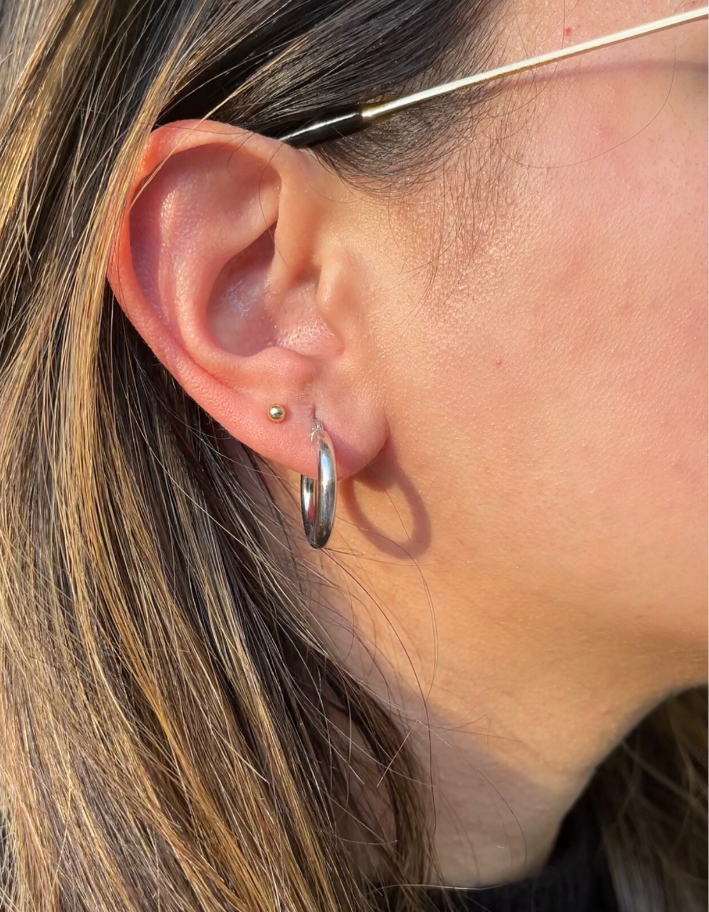 14K White Gold Hoop Earrings