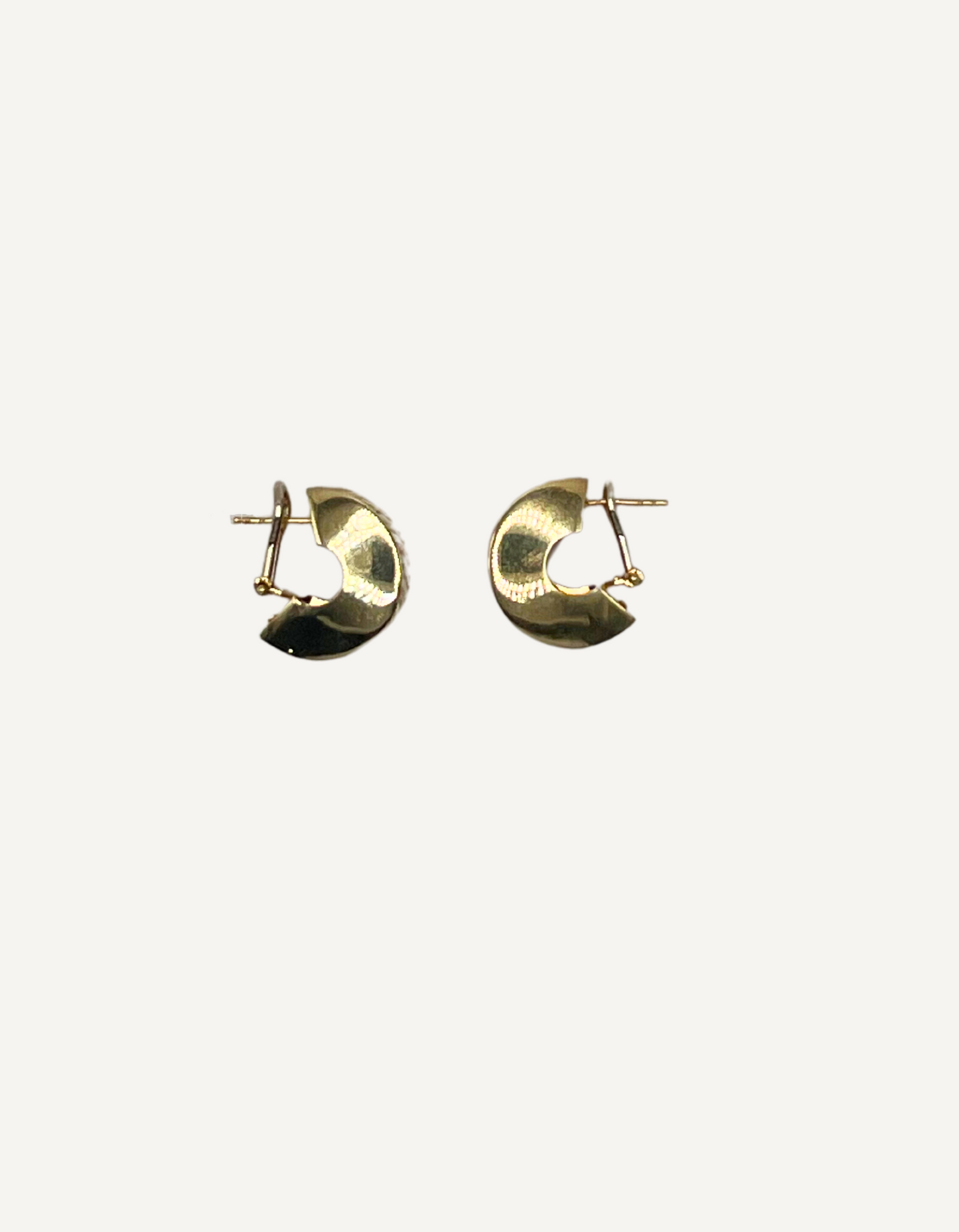 14K Omega Back Textured Earrings