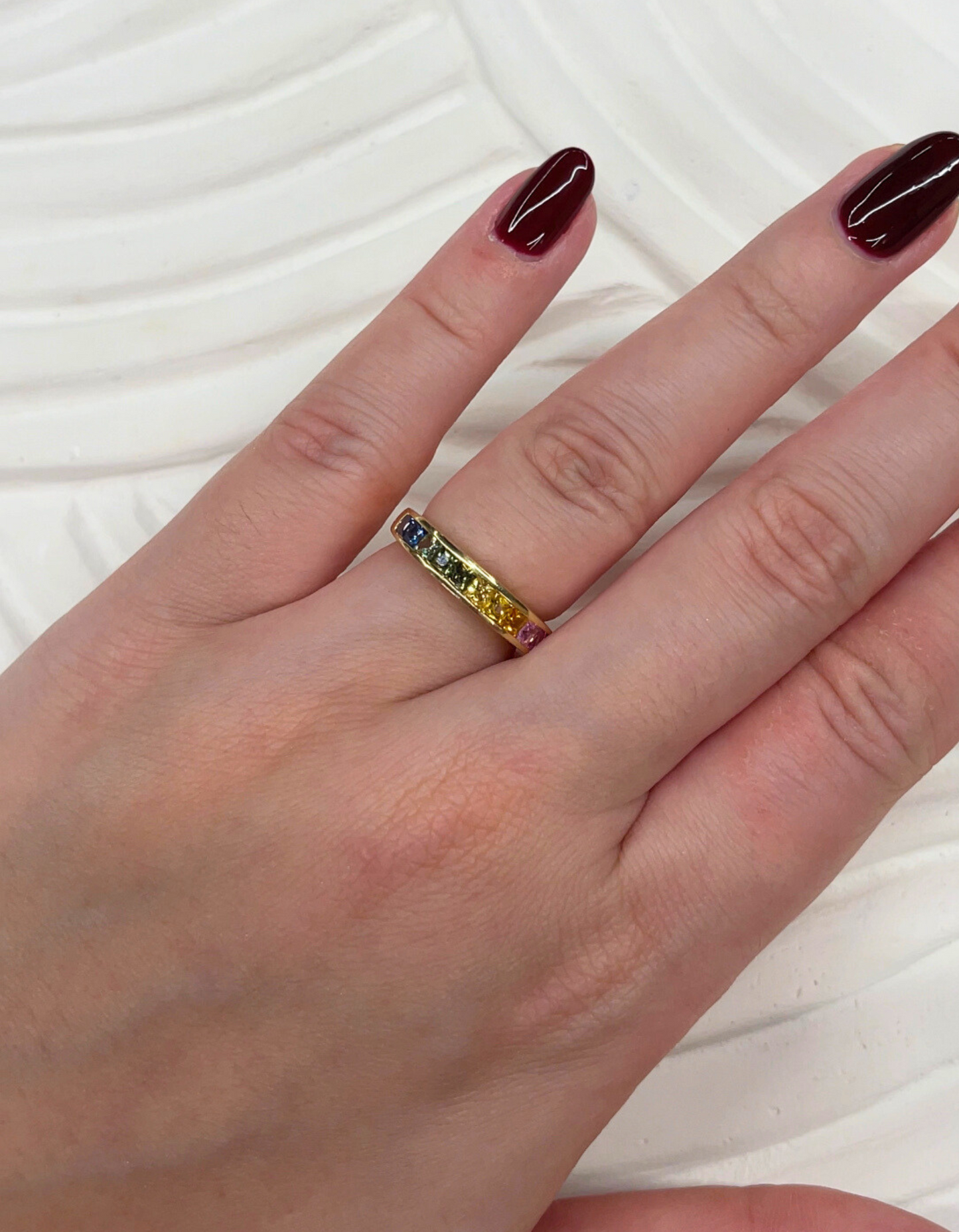 14K Rainbow Channel Set Ring