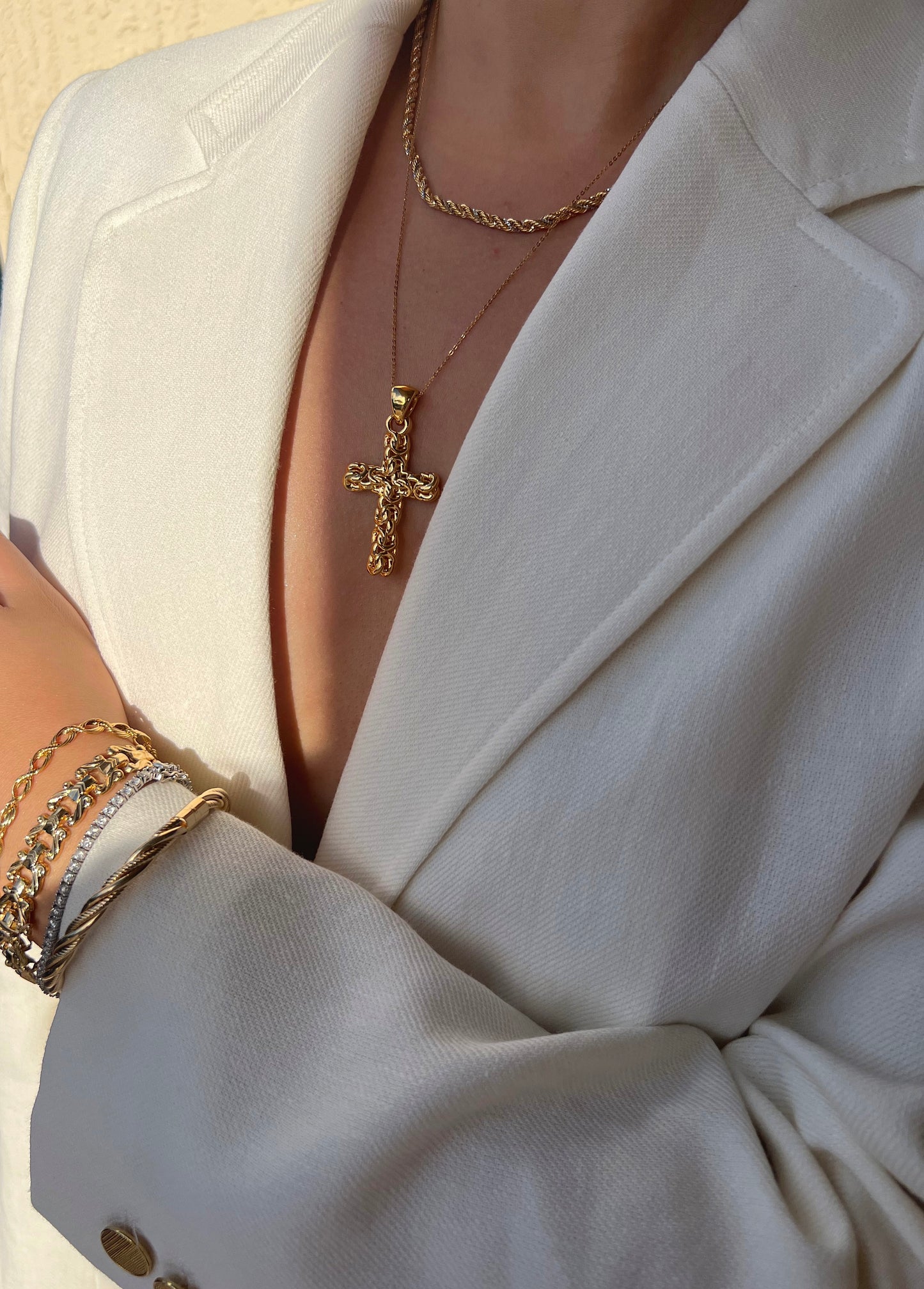 14K Gold Cross Pendant with Chain