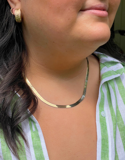 14K Italian Herringbone Chain Necklace